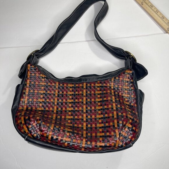 Vera Pelle Purse Made in Italy Crosshatch Leather​​​ - Picture 11 of 12